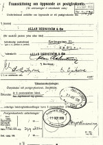 Allan Rehnstr&ouml;m &ouml;ppnade postgirokonto 1930.